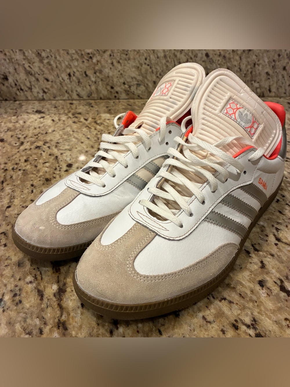 Adidas Sambas LE 2014 World Cup Mens US 10 White Silver Orange Rare HTF G98037